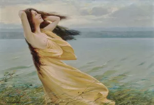 Young Woman by the Water Oil painting by Max Nonnenbruch
