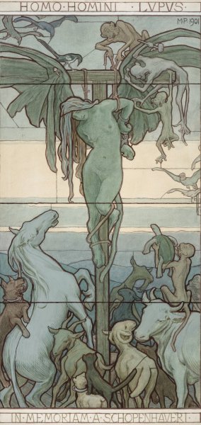 Homo homini lupus by Max Pirner Oil Painting