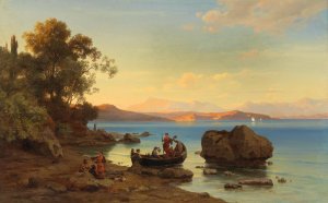 Coastal Landscape with Amazons by Max Schmidt Oil Painting