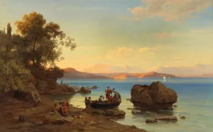 Coastal Landscape with Amazons by Max Schmidt Oil Painting