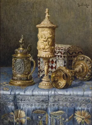 Antiquitatenstillleben by Max Schodl Oil Painting