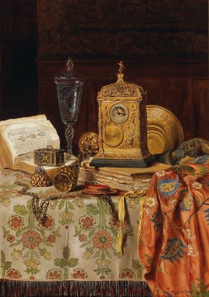 Stillleben Mit Antiquitaten by Max Schodl Oil Painting