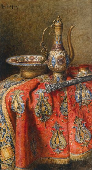 Stillleben Mit Orientalischen Antiquitaten by Max Schodl Oil Painting