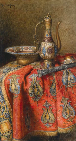 Stillleben Mit Orientalischen Antiquitaten by Max Schodl Oil Painting