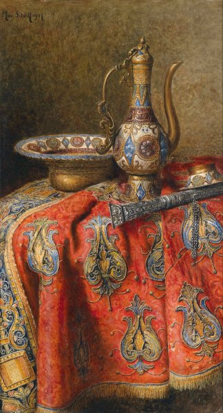Main Product Photo of Stillleben Mit Orientalischen Antiquitaten  Painting by Max Schodl