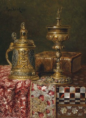 Stillleben Mit Prunkgefassen by Max Schodl Oil Painting
