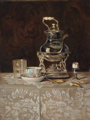 Stillleben Mit Samovar by Max Schodl Oil Painting