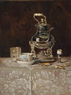 Stillleben Mit Samovar by Max Schodl Oil Painting