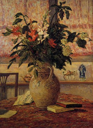 A Bouquet of Flowers in front of a Window Oil painting by Maxime Maufra