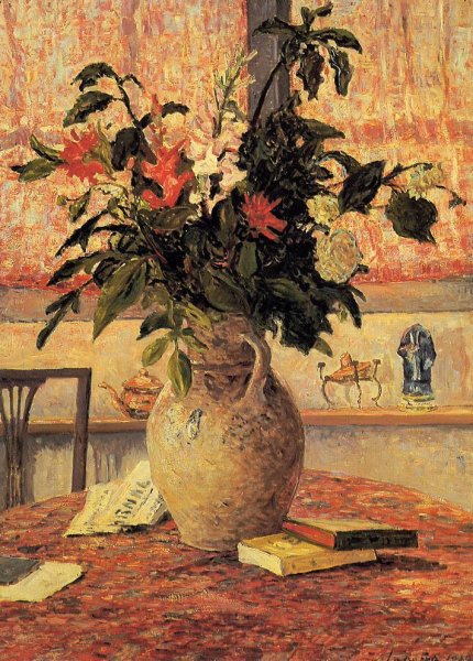 Main Product Photo of Bouquet of Flowers in Front of a Window Painting by Maxime Maufra