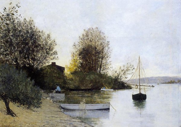Main Product Photo of Fishermen on the Banks of the Loire Painting by Maxime Maufra