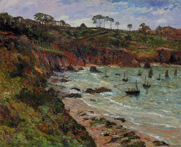 Main Product Photo of Fishing for Sprats in Winter at Douarnenez Painting by Maxime Maufra