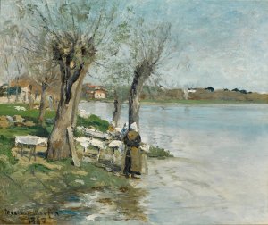 Lavandieres au bord d'une riviere pres de Nantes by Maxime Maufra Oil Painting