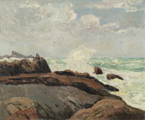 Mer forte a Saint-Guenole Penmarc'h Oil painting by Maxime Maufra