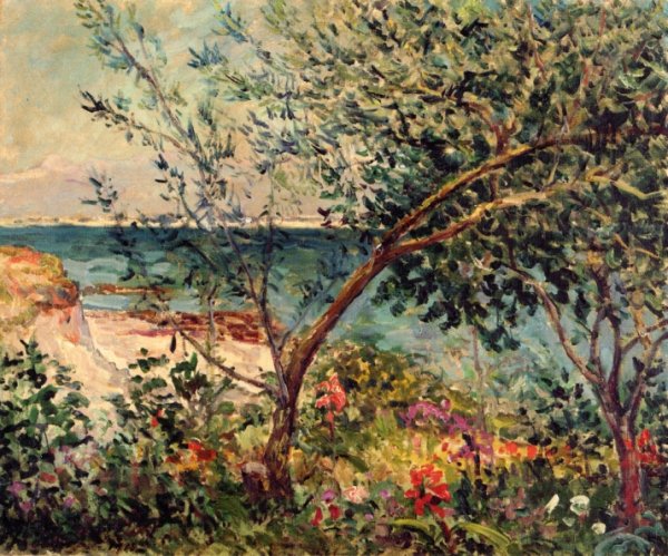 Main Product Photo of Monsieur Maufra's Garden by the Sea Painting by Maxime Maufra