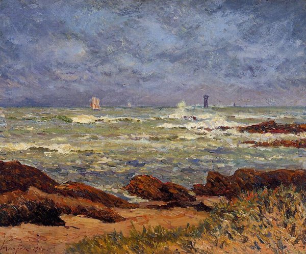 Main Product Photo of The Barges Lighthouse Painting by Maxime Maufra