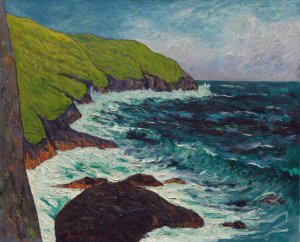 The Cliffs at Beg-ar-Fry, Saint-Jean-du-Doigt by Maxime Maufra Oil Painting