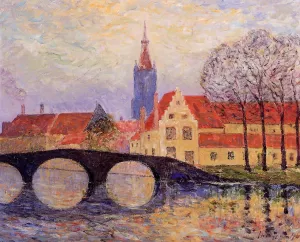 The Leguenay Bridge, Bruges by Maxime Maufra Oil Painting