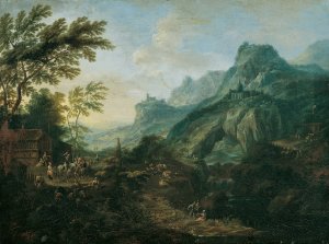 Ideale Berglandschaft mit Gehoft by Maximilian Joseph Schinnagl Oil Painting