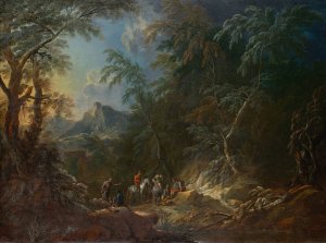 Waldlandschaft 'Abend' by Maximilian Joseph Schinnagl Oil Painting