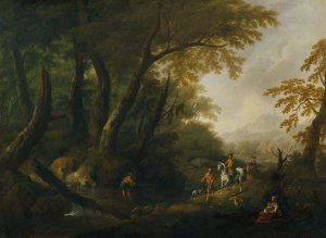 Waldlandschaft mit Gewasser links by Maximilian Joseph Schinnagl Oil Painting