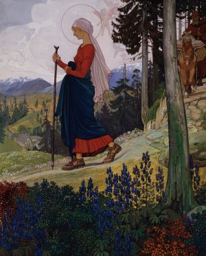 Gang Mariens uber das Gebirge by Maximilian Liebenwein Oil Painting