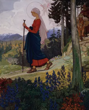 Gang Mariens uber das Gebirge Oil painting by Maximilian Liebenwein