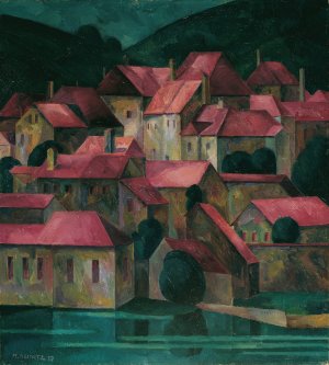 Rote Dacher by Maximilian Reinitz Oil Painting