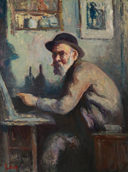 Main Product Photo of Autoportrait au chevalet  Painting by Maximilien Luce