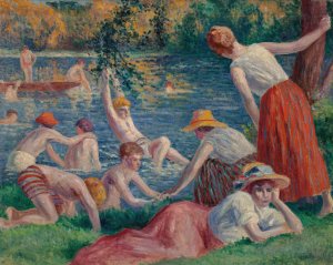 Baignade dans la Cure by Maximilien Luce Oil Painting