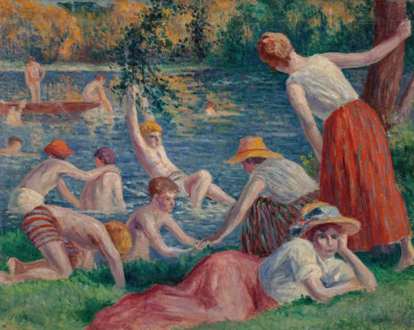 Main Product Photo of Baignade dans la Cure  Painting by Maximilien Luce