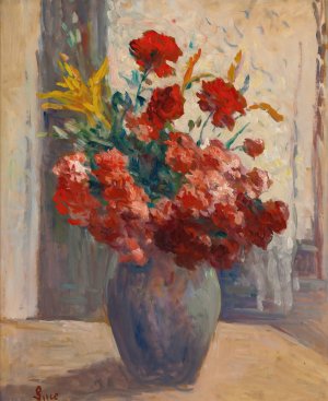 Bouquet De Fleurs Dans Un Vase by Maximilien Luce Oil Painting