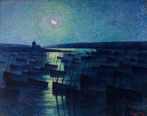 Main Product Photo of Camaret, Moonlight and Fishing Boats  Painting by Maximilien Luce