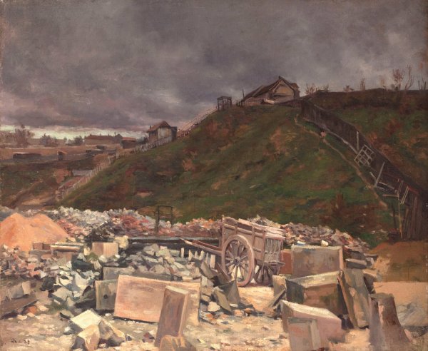 Main Product Photo of Depot de paves a Montmartre (Paysage a la charrette)  Painting by Maximilien Luce