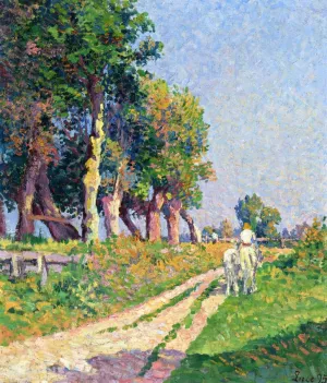 Eragny, Horse on a Sunny Path by Maximilien Luce - Oil Painting Reproduction