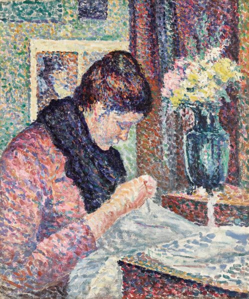 Main Product Photo of Femme cousant  Painting by Maximilien Luce