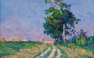 Gardien Et Son Troupeau Sur Le Chemin Aux Environs De Moulineaux by Maximilien Luce Oil Painting