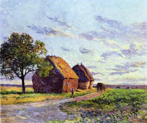 Haystacks, Plaine d'Essoyes Oil painting by Maximilien Luce