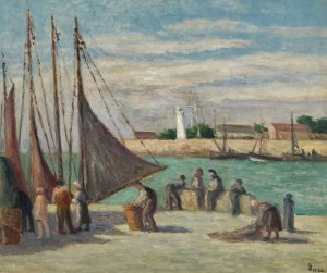 Honfleur, Sur le Quai by Maximilien Luce Oil Painting