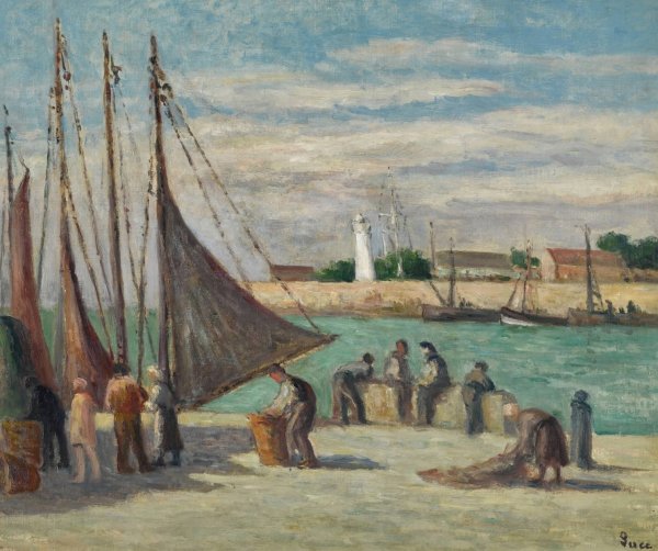 Main Product Photo of Honfleur, Sur le Quai Painting by Maximilien Luce