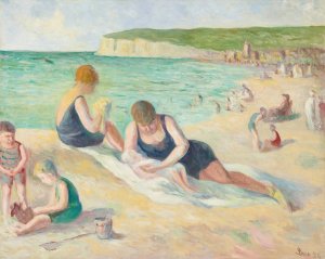 La Plage De Mers-Les-Bains by Maximilien Luce Oil Painting
