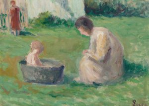 Le bain du bebe by Maximilien Luce Oil Painting