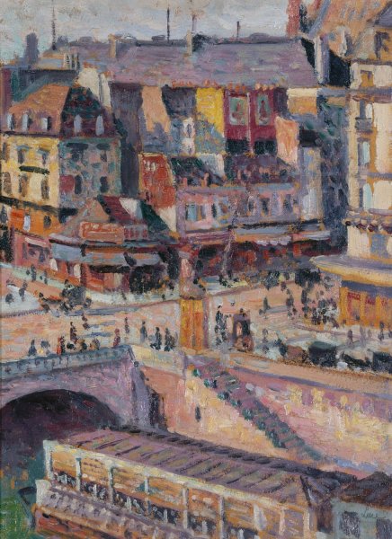 Main Product Photo of Le pont Saint-Michel et le quai des Orfevres  Painting by Maximilien Luce