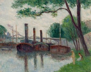 Les bords de la Seine pres de la Roche-Guyon by Maximilien Luce Oil Painting