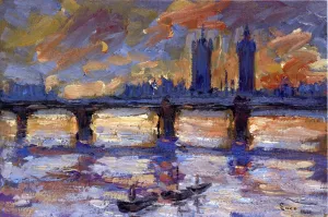 London, the Thames, Evening by Maximilien Luce Oil Painting