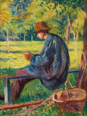 Ludovic Rodo Pissarro Dans Le Jardin De Son Pere a Eragny by Maximilien Luce Oil Painting