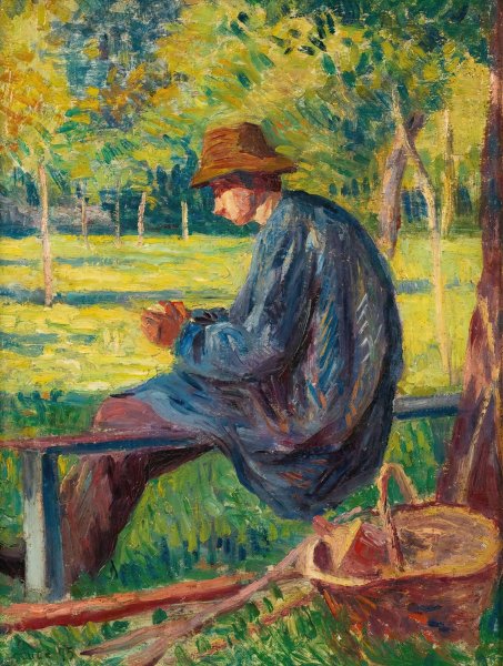 Main Product Photo of Ludovic Rodo Pissarro Dans Le Jardin De Son Pere a Eragny  Painting by Maximilien Luce