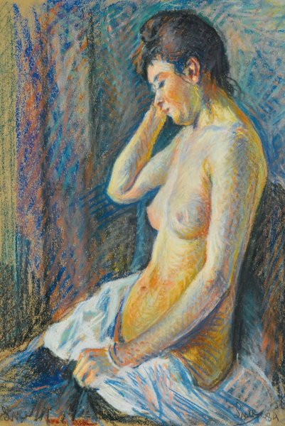 Main Product Photo of Nu Assis  Painting by Maximilien Luce