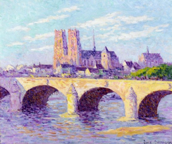 Main Product Photo of Orleans, View of the Pont Georges V and the Cathedral Sainte Croix Painting by Maximilien Luce