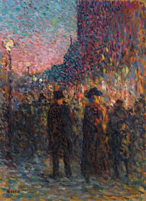 Paris, Les Boulevards, La Nuit by Maximilien Luce Oil Painting